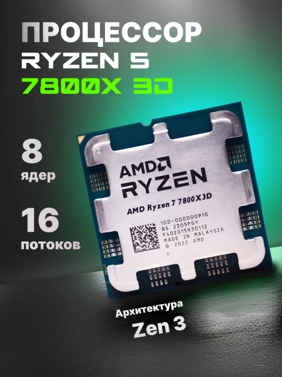  Процессор AMD Ryzen 7 7800X3D OEM (без кулера)